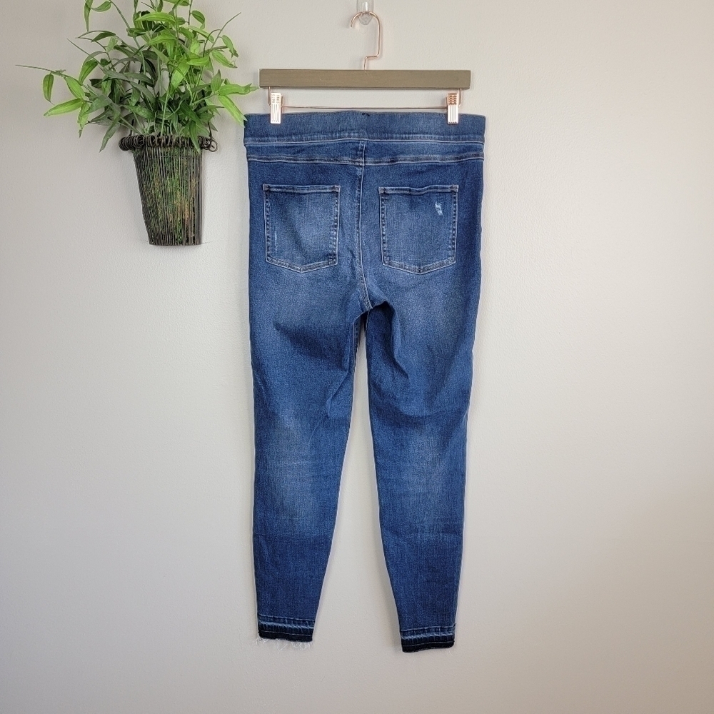 Spanx Pull On High Rise Jegging Distressed Skinny Frayed Step Hem Jeans L - Picture 9 of 12
